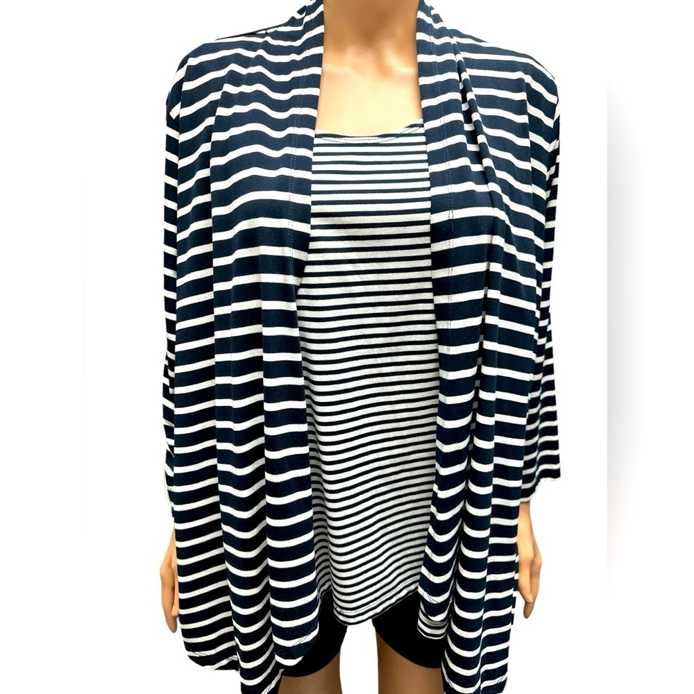 Alfred Dunner - NWOT - Two in One Navy Blue Striped Top